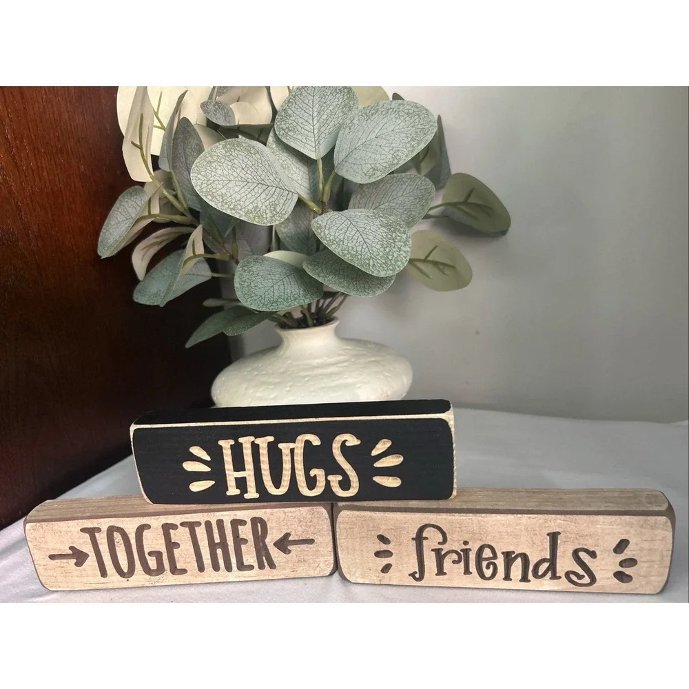 3-  Wood Block Words Table/Shelf Farmhouse Decor  WD3